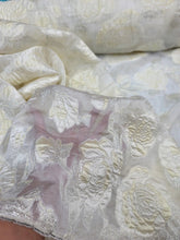 Load image into Gallery viewer, IVORY GOLD Floral Brocade On ORGANZA Fabric Sold By The Yard For Dress Decoratio
