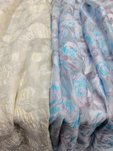 Load image into Gallery viewer, IVORY GOLD Floral Brocade On ORGANZA Fabric Sold By The Yard For Dress Decoratio
