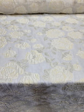 Load image into Gallery viewer, IVORY GOLD Floral Brocade On ORGANZA Fabric Sold By The Yard For Dress Decoratio
