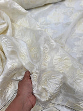 Load image into Gallery viewer, IVORY GOLD Floral Brocade On ORGANZA Fabric Sold By The Yard For Dress Decoratio
