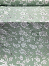 Load image into Gallery viewer, Sage Green Gold Floral Brocade Fabric Sold By The Yard Textured Embossed Brocade
