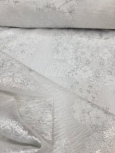 Load image into Gallery viewer, White Brocade Flower Floral Fabric By the Yard TEXTURED FRENCH ORGANZA BROCADE
