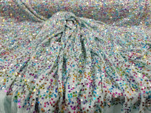 Load image into Gallery viewer, Fabric By The Yard Mint Embroidery Sequin Iridescent Multicolor Stretch Shiny
