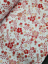 Load image into Gallery viewer, Red Floral Metallic Brocade Fabric Sold By The Yard For Dress Upholstery Crafts
