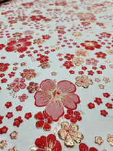 Load image into Gallery viewer, Red Floral Metallic Brocade Fabric Sold By The Yard For Dress Upholstery Crafts
