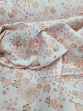 Load image into Gallery viewer, Rose Gold Ivory Floral Metallic Brocade Fabric Sold By The Yard For Dress Uphols
