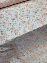 Load image into Gallery viewer, Rose Gold Ivory Floral Metallic Brocade Fabric Sold By The Yard For Dress Uphols
