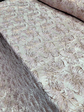 Load image into Gallery viewer, Dusty Pink Floral Flowers Metallic Brocade Fabric Sold By The Yard Embossed
