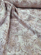 Load image into Gallery viewer, Dusty Pink Floral Flowers Metallic Brocade Fabric Sold By The Yard Embossed
