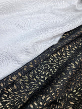 Load image into Gallery viewer, Black And Gold Metallic Brocade Fabric Sold By The Yard For Dress Upholstery
