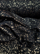 Load image into Gallery viewer, Black And Gold Metallic Brocade Fabric Sold By The Yard For Dress Upholstery
