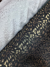 Load image into Gallery viewer, Black And Gold Metallic Brocade Fabric Sold By The Yard For Dress Upholstery
