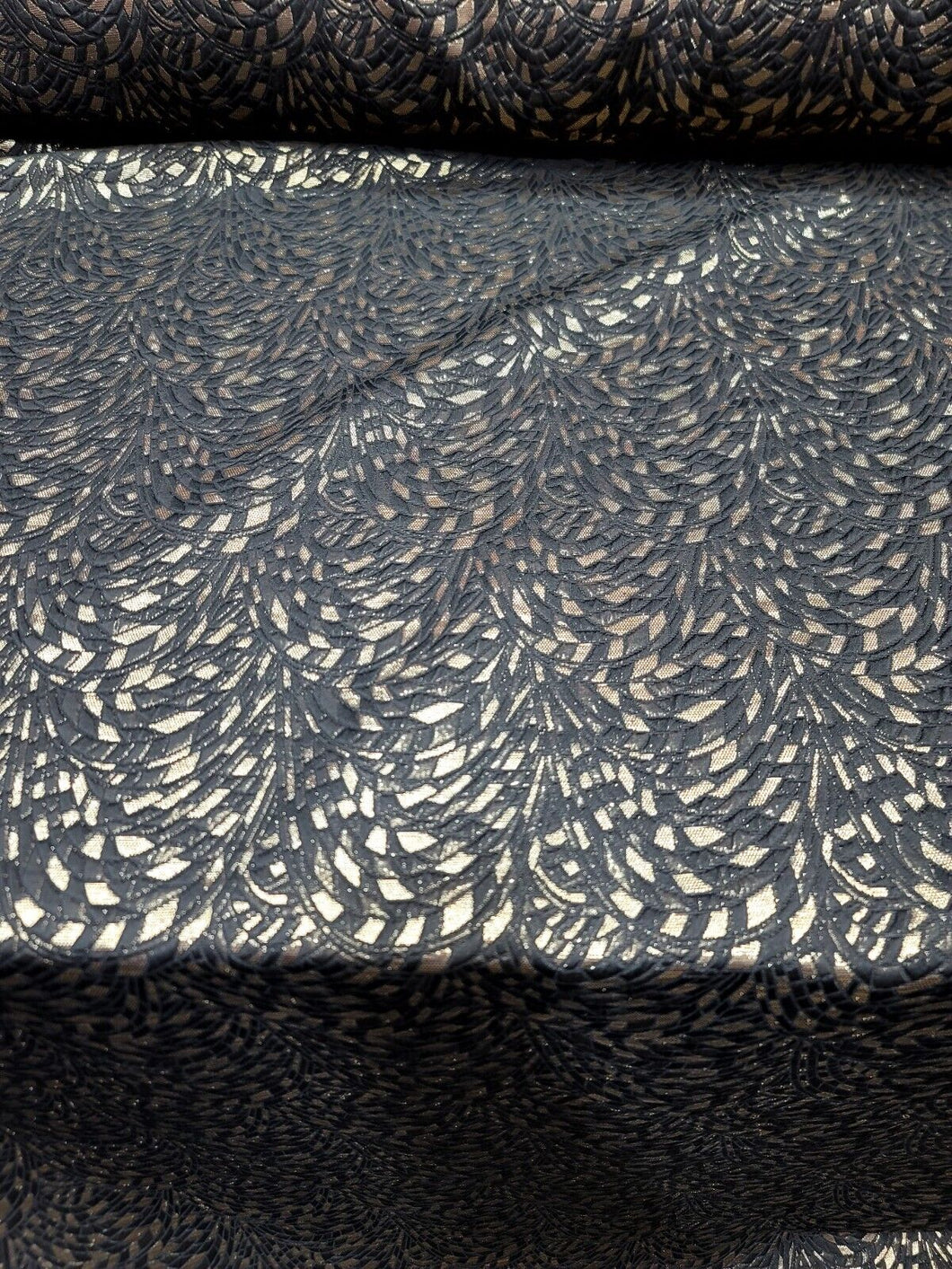 Black And Gold Metallic Brocade Fabric Sold By The Yard For Dress Upholstery