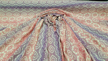 Load image into Gallery viewer, Rayon Challis Ikat Lavender Pink Off White Crepe Rayon Fabric By The Yard Soft
