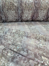 Load image into Gallery viewer, Lavender Lace Embroidery Floral Flower Fabric By The Yard Sequin Mesh
