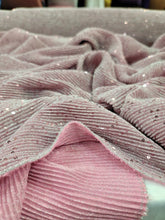 Load image into Gallery viewer, Pleated Stretch Fabric By The Yard Embroidery Sequin Pink Blush For Dress
