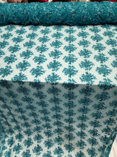 Load image into Gallery viewer, Teal Beaded Sequins Embroidery Bridal Lace Fabric 50” Width Sold By The Yard
