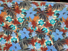 Load image into Gallery viewer, Rayon Challis Fabric By The Yard Tropical Palm Tree Blue Floral Hawaiian Print
