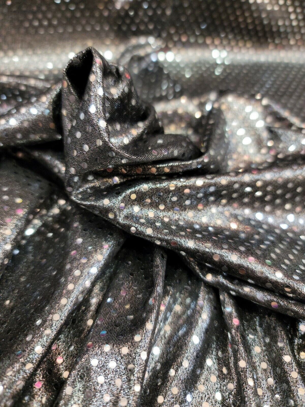 Gunmetal Spandex Fabric By The Yard Metallic Stretch Fashion Sequin Glued