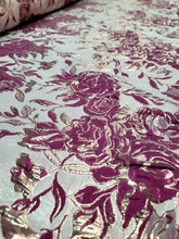 Load image into Gallery viewer, FUCHSIA PINK GOLD Floral Brocade Fabric Sold By The Yard For Dress Upholstery
