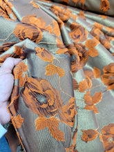 Load image into Gallery viewer, Gold Metallic Brocade Jacquard Orange Floral Fabric Sold By The Yard For Dress
