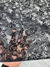 Load image into Gallery viewer, BLACK Silk Burn Out Velvet Fabric Sold By The Yard Paisley Pattern 45&quot; W FASHION
