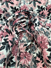 Load image into Gallery viewer, Dusty Rose Chenille Brocade Fabric Sold By Yard Floral Flowers
