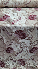 Load image into Gallery viewer, Fabric Sold By The Yard Burgundy Mauve Floral Brocade Beige Background Fabric
