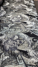 Load image into Gallery viewer, Black Silver Floral Brocade Fabric By the Yard
