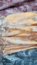 Load image into Gallery viewer, Orange Gold Floral Metallic Brocade Fabric Width Sold By The Yard 57&quot; Wide Dress
