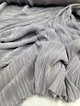 Load image into Gallery viewer, Silver Pleated Stretch Spandex Textured Fabric Sold By The Yard Mini Pleated
