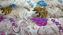 Load image into Gallery viewer, FUCHSIA PINK GOLD Floral Brocade Fabric Sold By The Yard
