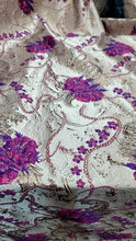 Load image into Gallery viewer, FUCHSIA PINK GOLD Floral Brocade Fabric Sold By The Yard
