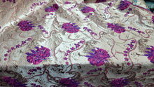 Load image into Gallery viewer, FUCHSIA PINK GOLD Floral Brocade Fabric Sold By The Yard
