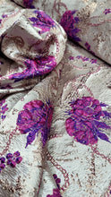 Load image into Gallery viewer, FUCHSIA PINK GOLD Floral Brocade Fabric Sold By The Yard
