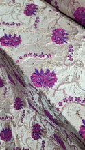 Load image into Gallery viewer, FUCHSIA PINK GOLD Floral Brocade Fabric Sold By The Yard
