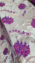 Load image into Gallery viewer, FUCHSIA PINK GOLD Floral Brocade Fabric Sold By The Yard
