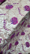 Load image into Gallery viewer, FUCHSIA PINK GOLD Floral Brocade Fabric Sold By The Yard
