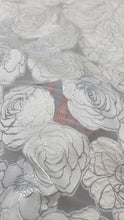 Load image into Gallery viewer, Fabric By The Yard White Bridal Brocade Off White Floral Flowers ON ORGANZA
