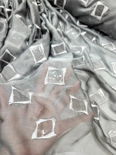 Load image into Gallery viewer, Gray Soft Silky Poly Chiffon Fabric By The Yard - Sheer Clear Sequin Embroidery
