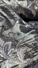 Load image into Gallery viewer, Black Silver Floral Brocade Fabric By the Yard
