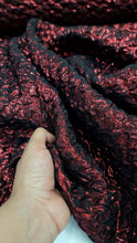 Load image into Gallery viewer, Red Metallic Brocade Fabric 57&quot; Width Textured Embossed Jacquard Quinceañera
