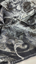 Load image into Gallery viewer, Black Silver Floral Brocade Fabric By the Yard
