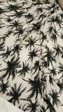 Load image into Gallery viewer, Rayon Challis Black Off White Hawaiian Palm Tree Fabric By The Yard Soft
