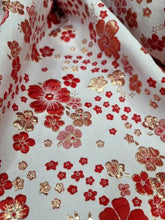 Load image into Gallery viewer, Red Floral Metallic Brocade Fabric Sold By The Yard For Dress Upholstery Crafts
