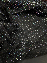 Load image into Gallery viewer, Black Mesh Fabric Glued Iridescent Sequin Dots Fabric Sold By The Yard Prom Dres
