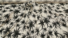 Load image into Gallery viewer, Rayon Challis Black Off White Hawaiian Palm Tree Fabric By The Yard Soft
