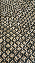 Load image into Gallery viewer, Rayon Challis Fabric By The Yard Beige and Black Geometric Pattern Soft Organic
