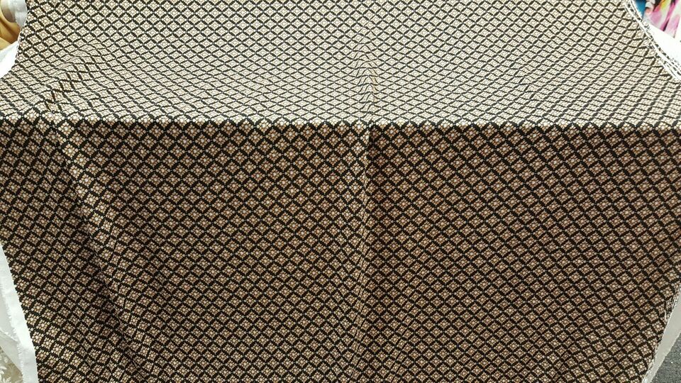 Rayon Challis Fabric By The Yard Beige and Black Geometric Pattern Soft Organic