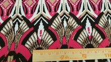 Load image into Gallery viewer, Rayon Challis Fabric By The Yard Fuchsia Black Egypt Geometric Pattern Dress
